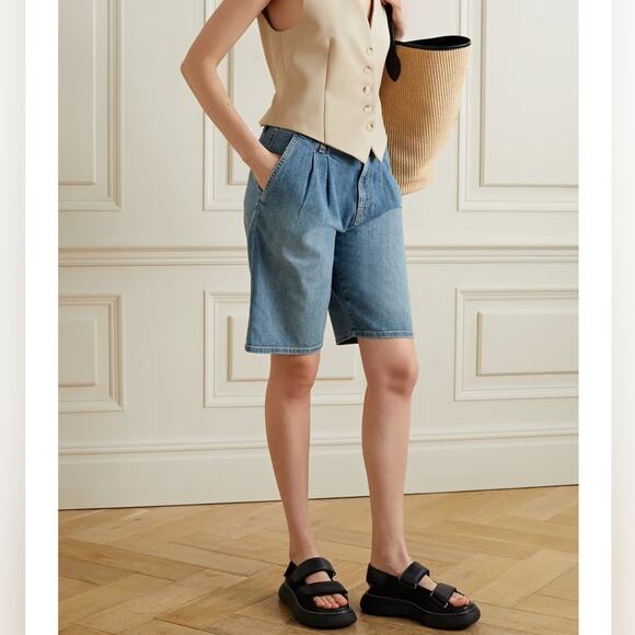 NILI LOTAN high waisted long denim shorts size 29 retails $350 new - Picture 2 of 14